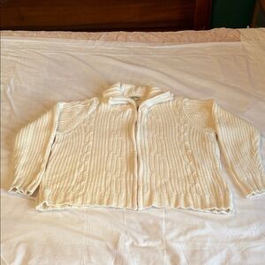 St. John's Bay Cream petite XL Cable Knit Cardigan